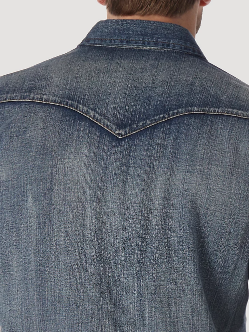 Clothing Antique Blue (MS1039W) Men Wrangler Cowboy Cut Long Sleeve Western Denim Snap Work Shirt 8V2H408