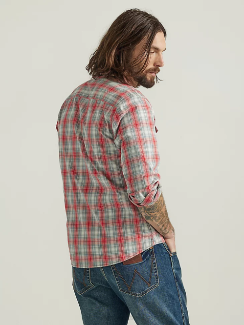 Clothing Aura Orange (112330917) Men Wrangler Cowboy Wash Plaid Shirt 8V2H409