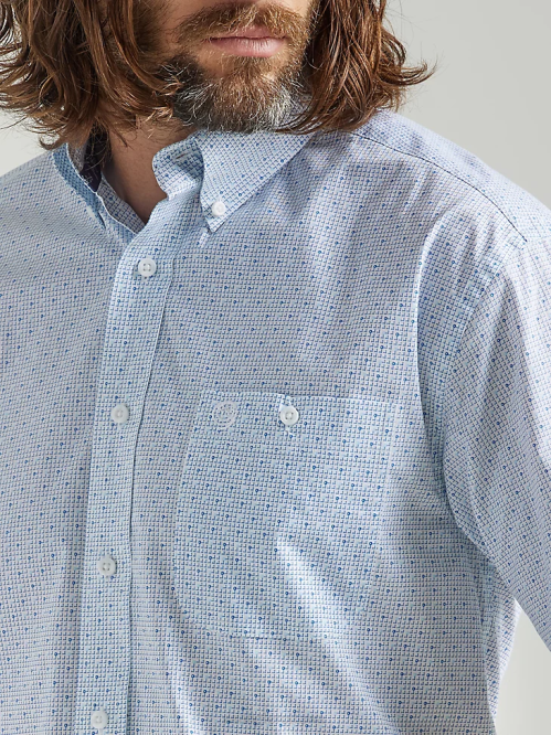 Clothing Baby Blue (112324872) Men Wrangler George Strait Short Sleeve Button Down One Pocket Print Shirt 8V2H300