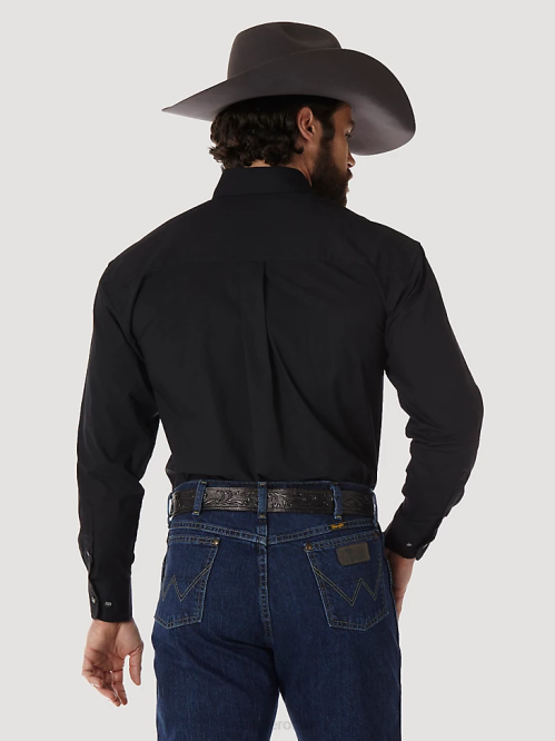 Clothing Black (MGS269X) Men Wrangler George Strait Long Sleeve Button Down Solid Shirt 8V2H292