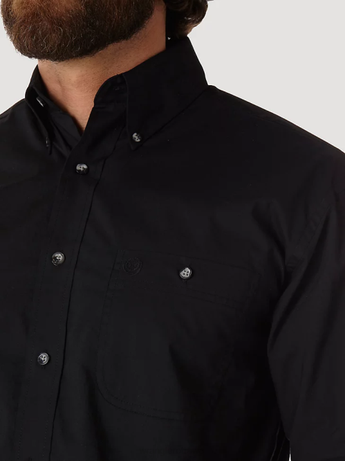 Clothing Black (MGS269X) Men Wrangler George Strait Long Sleeve Button Down Solid Shirt 8V2H292