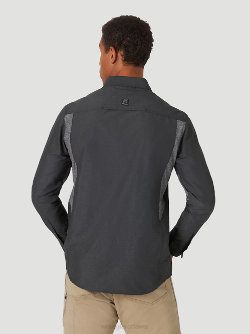 Clothing Black (NSB89BK) Men Wrangler ATG Mix Material Shirt 8V2H379