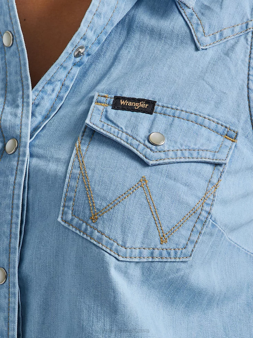 Clothing Maui Blue (112333540) Women Wrangler Western Tie Front Shirt 8V2H884