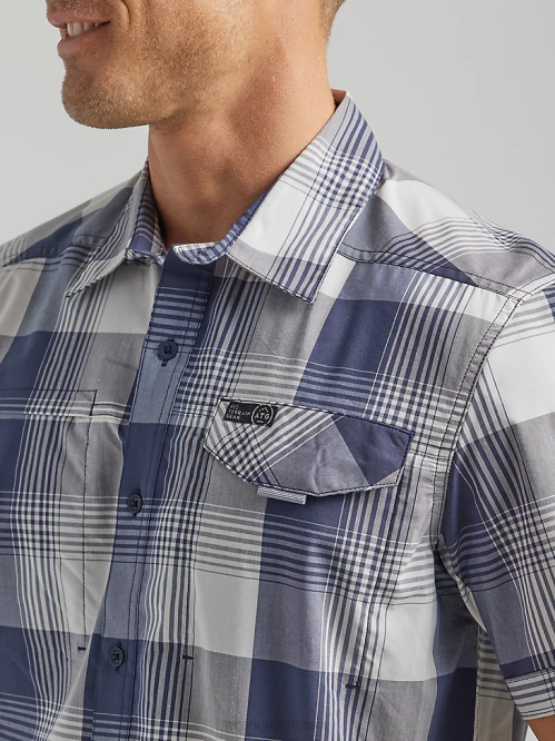 Clothing Mist (112333854) Men Wrangler ATG Asymmetrical Zip Pocket Plaid Shirt 8V2H321