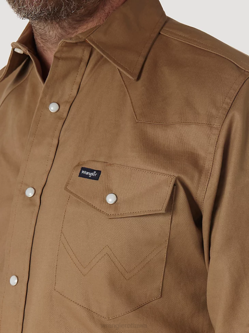 Clothing Rawhide (MS71519) Men Wrangler Cowboy Cut Firm Finish Long Sleeve Western Snap Solid Work Shirt 8V2H416