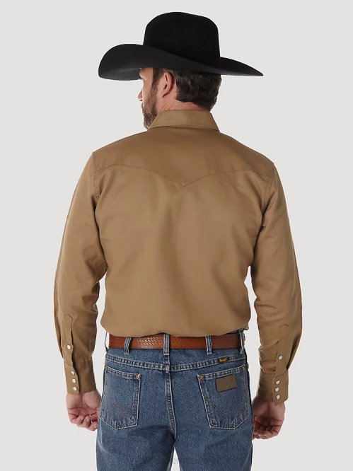 Clothing Rawhide (MS71519) Men Wrangler Cowboy Cut Firm Finish Long Sleeve Western Snap Solid Work Shirt 8V2H416