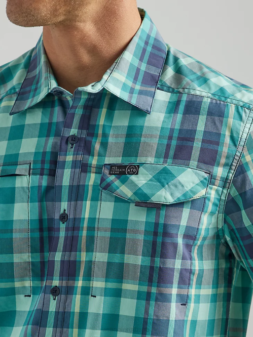 Clothing Tidewater Plaid (112333849) Men Wrangler ATG Asymmetrical Zip Pocket Plaid Shirt 8V2H322