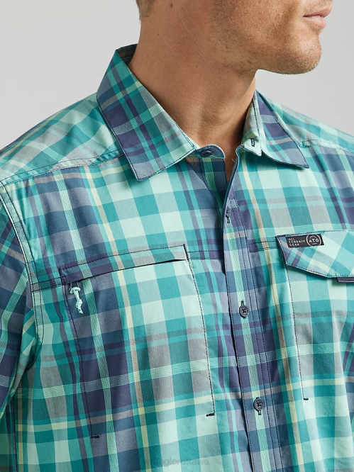 Clothing Tidewater Plaid (112333849) Men Wrangler ATG Asymmetrical Zip Pocket Plaid Shirt 8V2H322