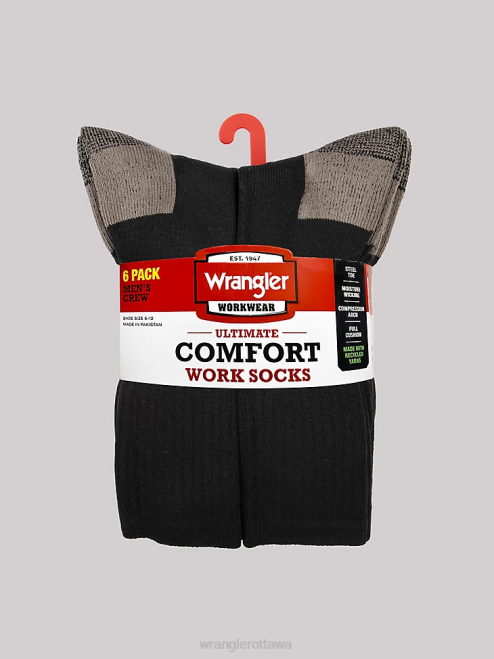 Wrangler Accessories Black (112347657) Men Crew Work Socks (6-pack) 8V2H727