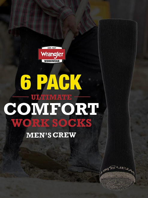 Wrangler Accessories Black (112347657) Men Crew Work Socks (6-pack) 8V2H727