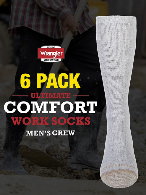 Wrangler Accessories Grey (112347656) Men Crew Work Socks (6-pack) 8V2H728