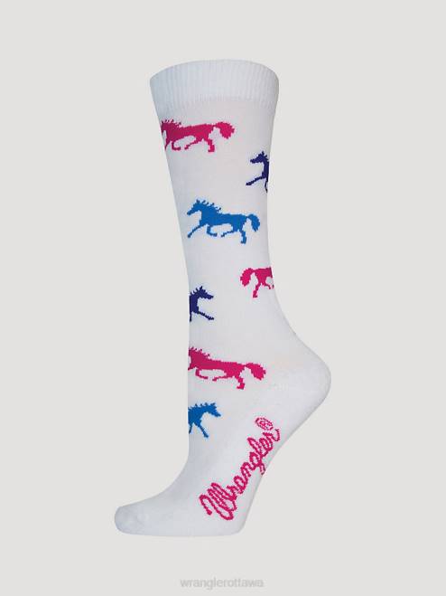 Wrangler Accessories White (112330434) Women Horses Crew Ultra-Dri Socks 8V2H922