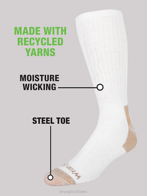 Wrangler Accessories White (112347655) Men Crew Work Socks (6-pack) 8V2H729