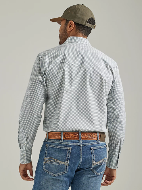 Wrangler Clothing Adriatic Navy (112327798) Men 20X Competition Advanced Comfort Long Sleeve Western Snap Print Shirt 8V2H489