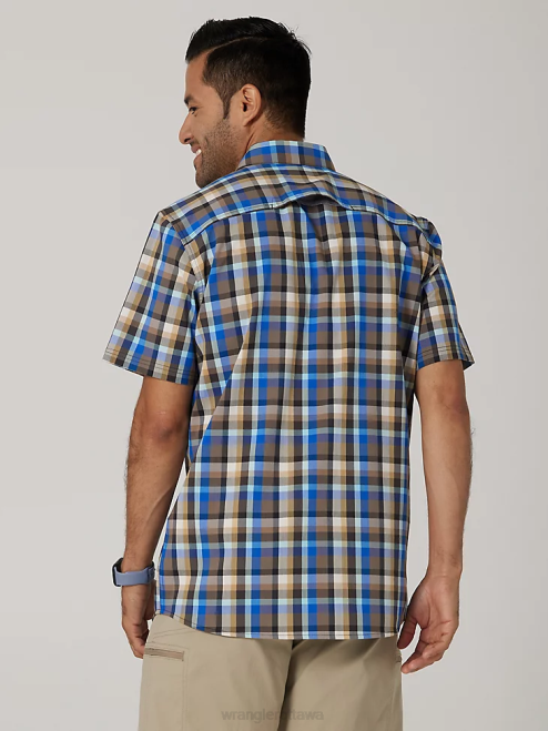 Wrangler Clothing Amethyst Seaside (112336151) Men Eco-Friendly Plaid Short Sleeve Camp Shirt 8V2H400