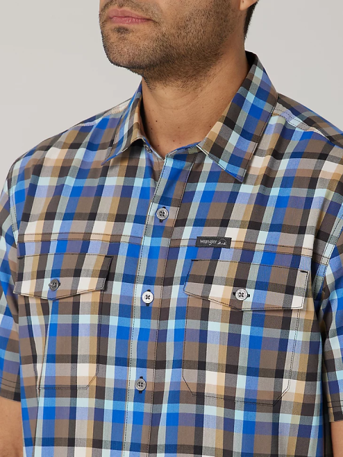 Wrangler Clothing Amethyst Seaside (112336151) Men Eco-Friendly Plaid Short Sleeve Camp Shirt 8V2H400