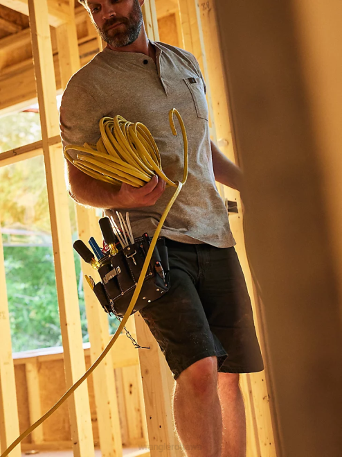 Wrangler Clothing Ash Heather (3W760AH) Men RIGGS Workwear Short Sleeve Henley 8V2H271