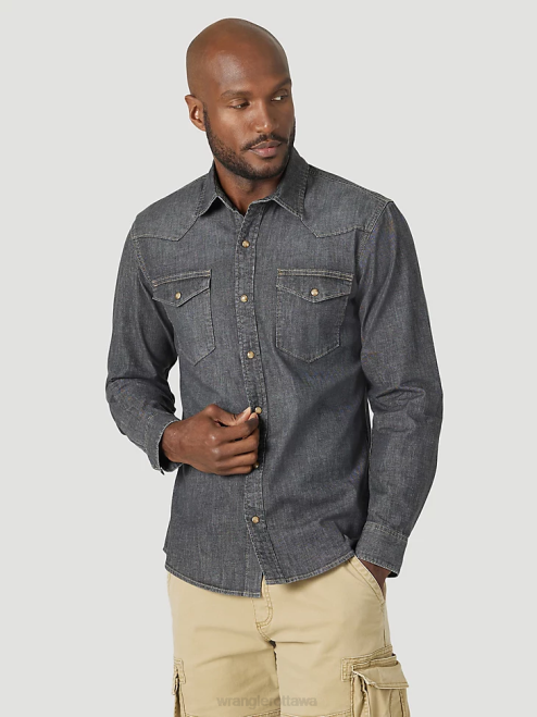 Wrangler Clothing Azul Blue (112324833) Men 20X Competition Advanced Comfort Long Sleeve Western Snap Print Shirt 8V2H481