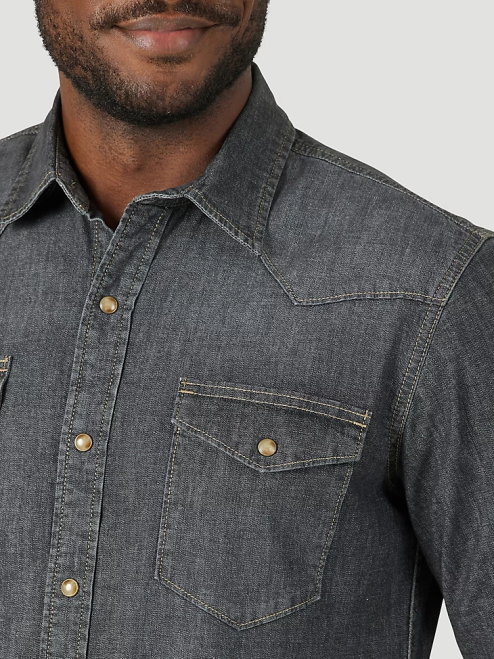 Wrangler Clothing Azul Blue (112324833) Men 20X Competition Advanced Comfort Long Sleeve Western Snap Print Shirt 8V2H481