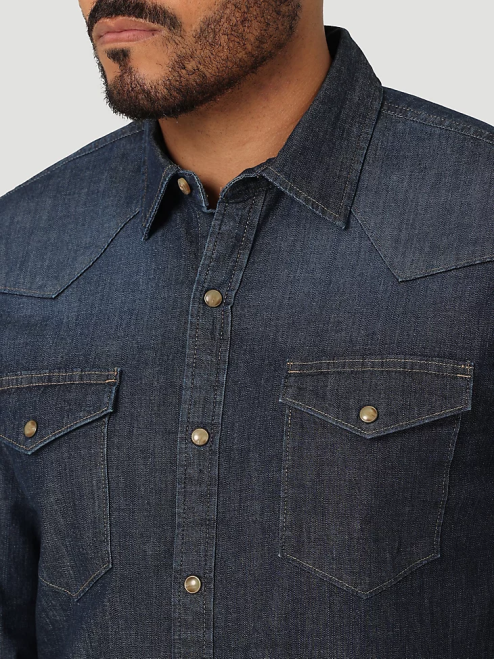 Wrangler Clothing Azul Blue (112324833) Men 20X Competition Advanced Comfort Long Sleeve Western Snap Print Shirt 8V2H481