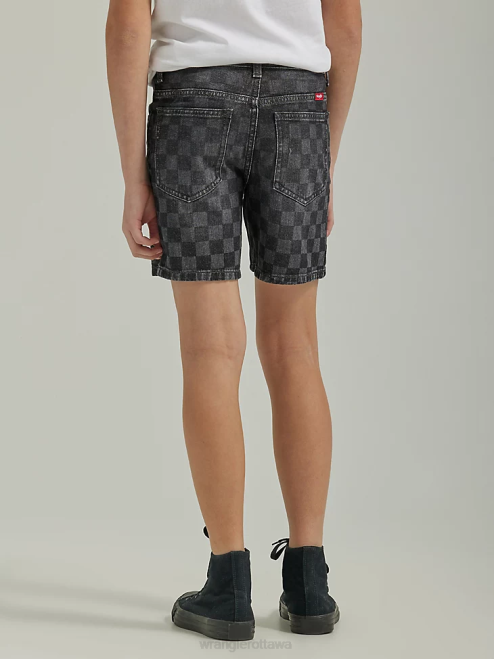 Wrangler Clothing Black (112335595) Boys Checkered Denim Short 8V2H1039