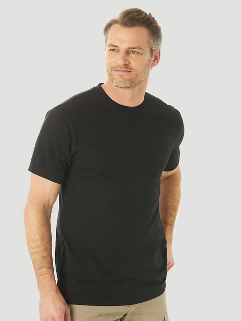 Wrangler Clothing Black (3W701BK) Men RIGGS Workwear Short Sleeve 1 Pocket Performance T-Shirt 8V2H277