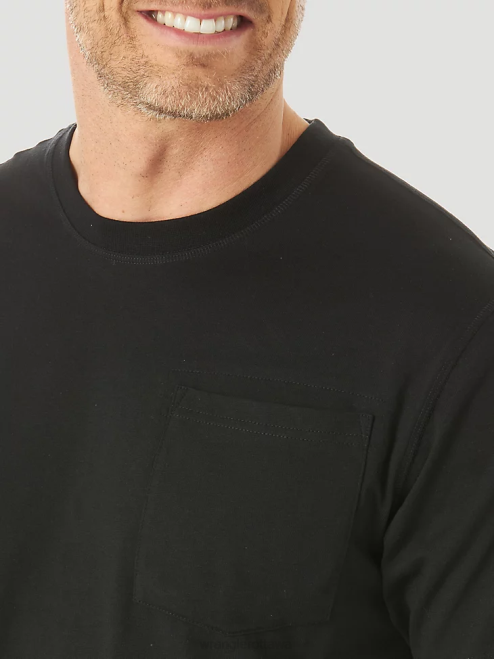 Wrangler Clothing Black (3W701BK) Men RIGGS Workwear Short Sleeve 1 Pocket Performance T-Shirt 8V2H277