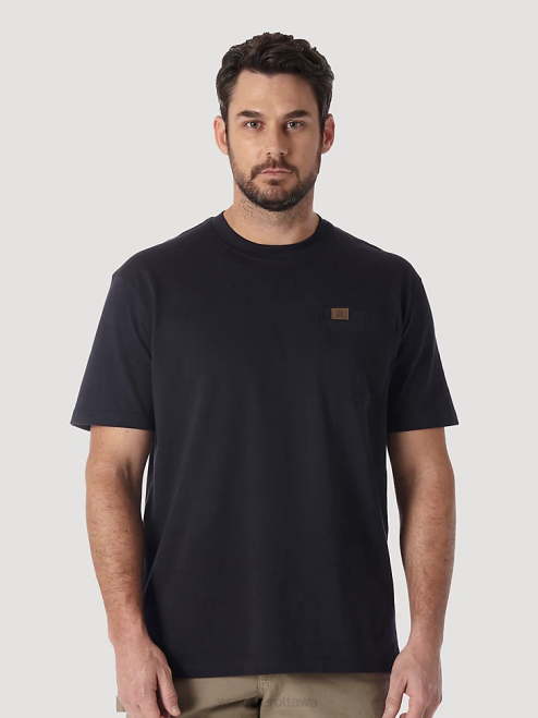Wrangler Clothing Black (3W702BK) Men RIGGS Workwear Long Sleeve 1 Pocket Performance T-Shirt 8V2H284