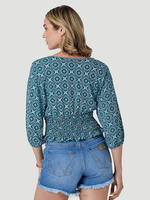 Wrangler Clothing Black (LW1002X) Women Long Sleeve One Point Front and Back Yokes Solid Top 8V2H888