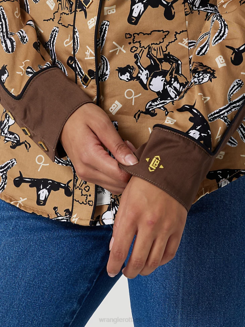 Wrangler Clothing Black (LW1002X) Women Long Sleeve One Point Front and Back Yokes Solid Top 8V2H888