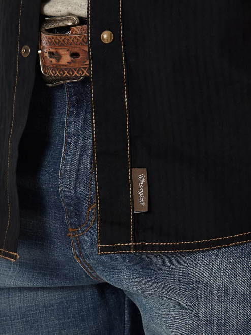 Wrangler Clothing Black (MVR532X) Men Retro Long Sleeve Western Snap Solid Dobby Shirt 8V2H471