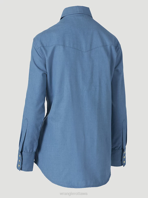 Wrangler Clothing Blue (FRLW11B) Women FR Flame Resistant Long Sleeve Solid 8V2H892