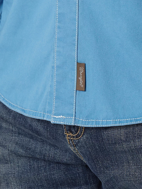Wrangler Clothing Blue (MVR507J) Men Contrast Trim Western Two Snap Flap Pocket Shirt 8V2H438