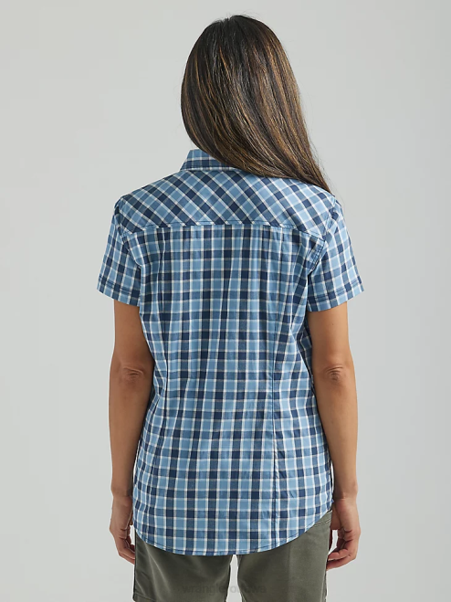 Wrangler Clothing Blue Deep (112325690) Women RIGGS Workwear Short Sleeve Foreman Button Down Shirt 8V2H907