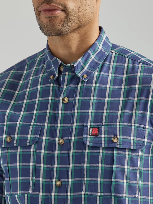 Wrangler Clothing Blue Ocean Green (112325151) Men RIGGS Workwear Plaid Work Shirt 8V2H671