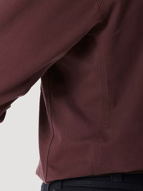 Wrangler Clothing Burgundy (3W501BG) Men RIGGS Workwear Long Sleeve Button Down Solid Twill Work Shirt 8V2H352