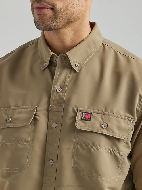 Wrangler Clothing Dark Khaki (112325420) Men RIGGS Workwear Lightweight Work Shirt 8V2H348