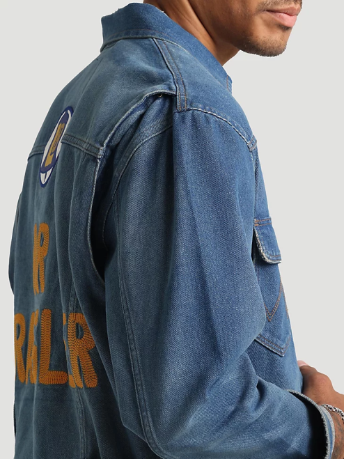 Wrangler Clothing Dark Wash (10MTJDWDW) Men Classic Denim Trucker Jacket 8V2H611