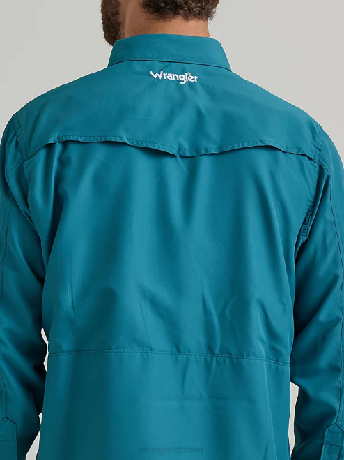 Wrangler Clothing Deep Teal (112326173) Men Performance Snap Long Sleeve Solid Shirt 8V2H433