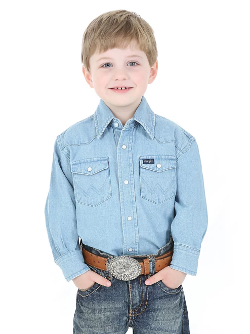 Wrangler Clothing Denim (BW1251B) Boys Cowboy Cut Western Snap Shirt 8V2H969