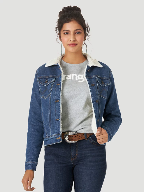 Wrangler Clothing Denim (LWJ320D) Women Retro Sherpa Lined Western Jacket 8V2H869