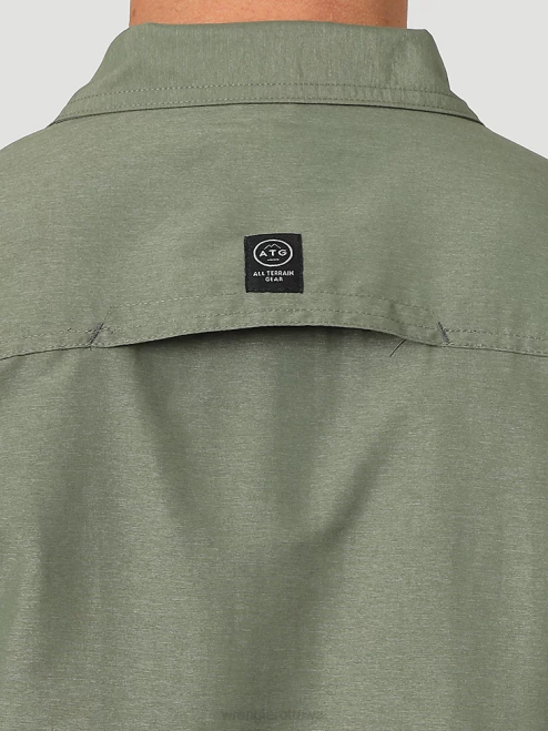 Wrangler Clothing Dusty Olive (NSB89DV) Men ATG Mix Material Shirt 8V2H377