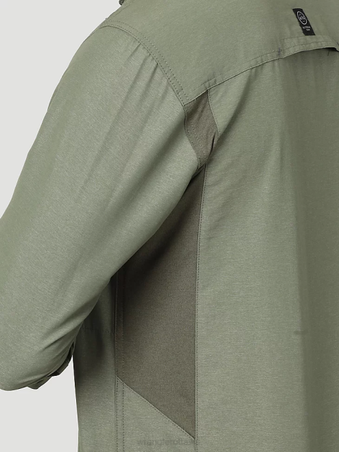 Wrangler Clothing Dusty Olive (NSB89DV) Men ATG Mix Material Shirt 8V2H635