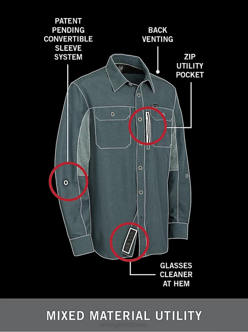 Wrangler Clothing Dusty Olive (NSB89DV) Men ATG Mix Material Shirt 8V2H635