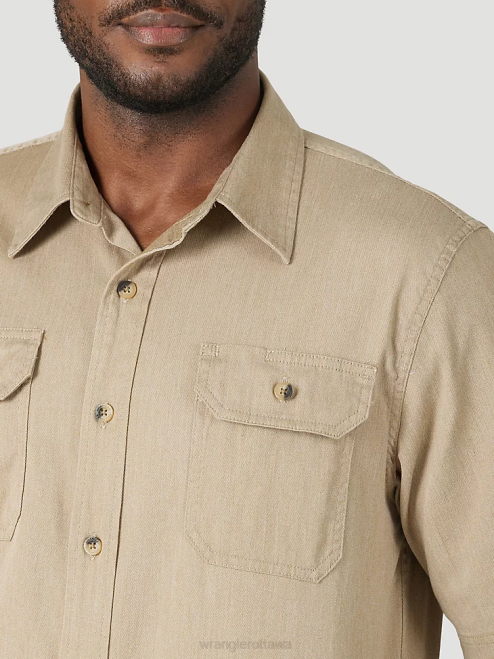 Wrangler Clothing Elmwood Heather (112315232) Men Epic Soft Flex Twill Shirt 8V2H360