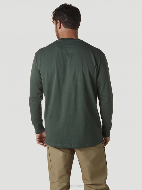 Wrangler Clothing Forest Green (3W710FG) Men RIGGS Workwear Long Sleeve Pocket T-Shirt 8V2H275