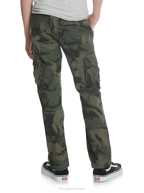 Wrangler Clothing Forest Green Camo (9RKBW7E) Boys Slim Straight Stretch Cargo Pant 8V2H956