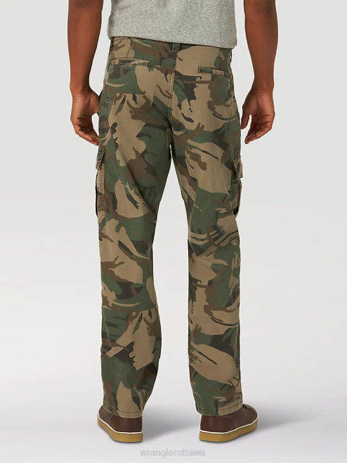 Wrangler Clothing Green Brown Camo (70ABW4M) Men Five Star Premium Relaxed Fit Flex Cargo Pant 8V2H220