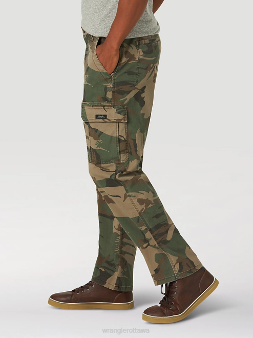 Wrangler Clothing Green Brown Camo (70ABW4M) Men Five Star Premium Relaxed Fit Flex Cargo Pant 8V2H220