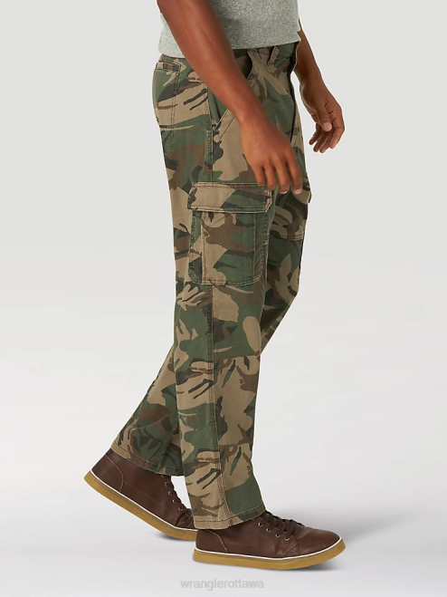 Wrangler Clothing Green Brown Camo (70ABW4M) Men Five Star Premium Relaxed Fit Flex Cargo Pant 8V2H220